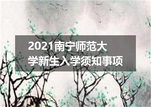 2021南宁师范大学新生入学须知事项