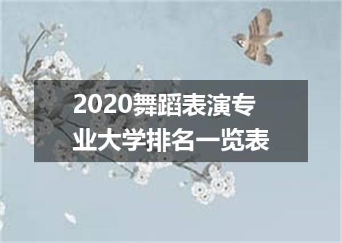 2020舞蹈表演专业大学排名一览表