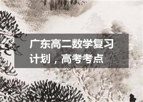 广东高二数学复习计划，高考考点