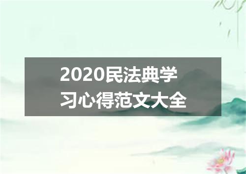 2020民法典学习心得范文大全