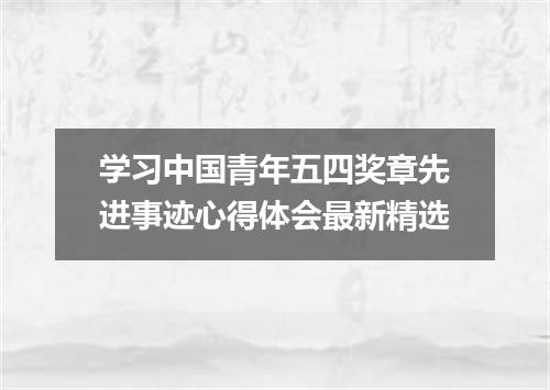 学习中国青年五四奖章先进事迹心得体会最新精选