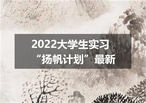 2022大学生实习“扬帆计划”最新