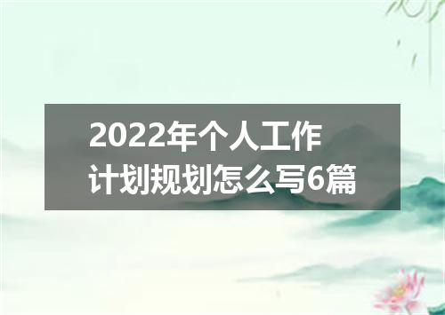 2022年个人工作计划规划怎么写6篇