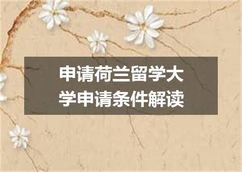 申请荷兰留学大学申请条件解读