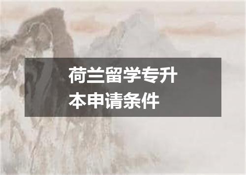 荷兰留学专升本申请条件