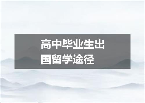 高中毕业生出国留学途径