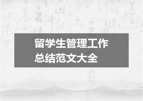 留学生管理工作总结范文大全