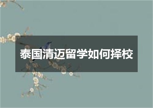 泰国清迈留学如何择校