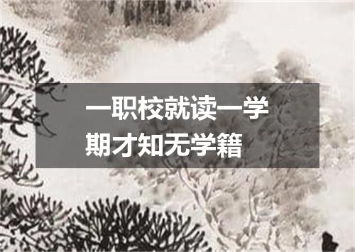 一职校就读一学期才知无学籍