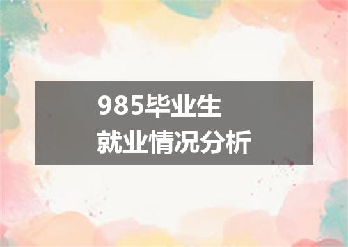 985毕业生就业情况分析