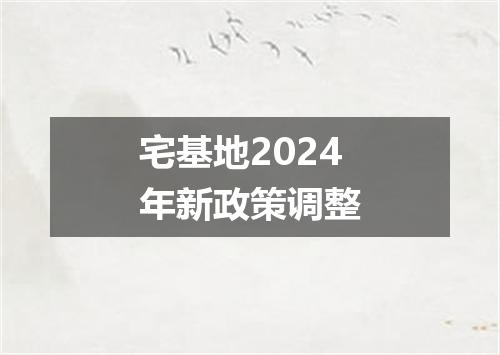 宅基地2024年新政策调整