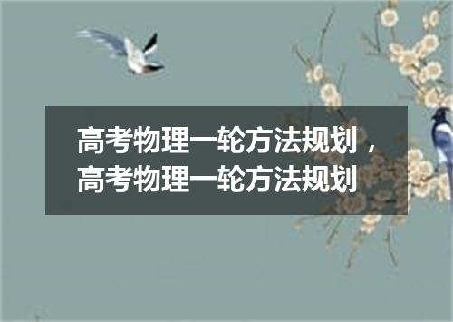 高考物理一轮方法规划,高考物理一轮方法规划