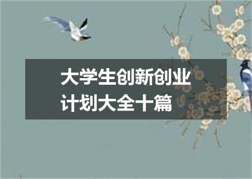 大学生创新创业计划大全十篇