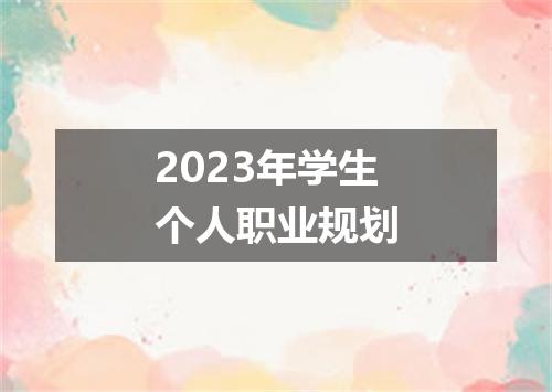 2023年学生个人职业规划