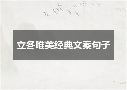 立冬唯美经典文案句子
