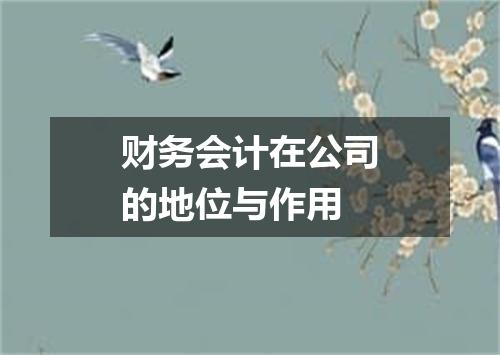 财务会计在公司的地位与作用