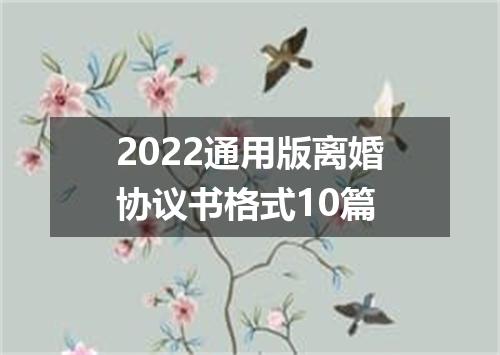 2022通用版离婚协议书格式10篇