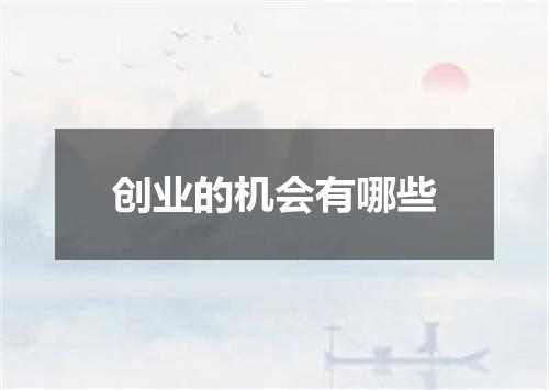 创业的机会有哪些