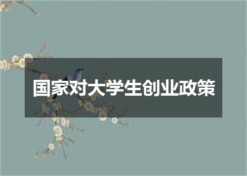 国家对大学生创业政策