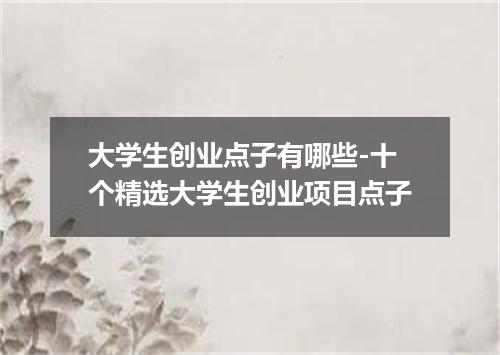 大学生创业点子有哪些-十个精选大学生创业项目点子