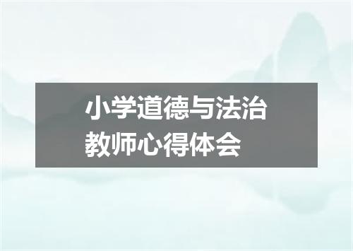 小学道德与法治教师心得体会