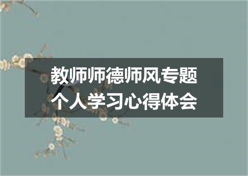教师师德师风专题个人学习心得体会