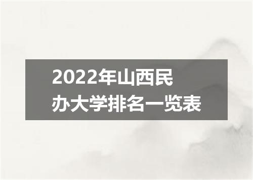 2022年山西民办大学排名一览表