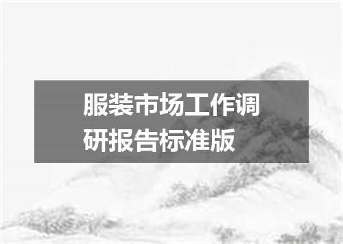 服装市场工作调研报告标准版