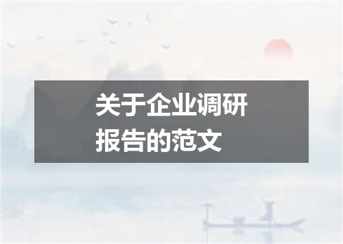 关于企业调研报告的范文