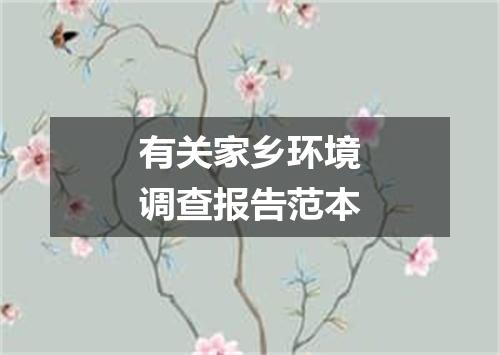有关家乡环境调查报告范本