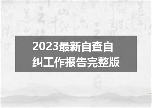 2023最新自查自纠工作报告完整版