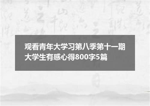 观看青年大学习第八季第十一期大学生有感心得800字5篇