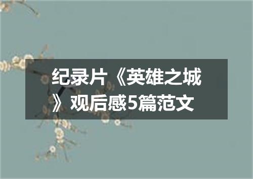 纪录片《英雄之城》观后感5篇范文