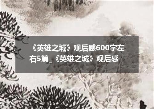 《英雄之城》观后感600字左右5篇_《英雄之城》观后感