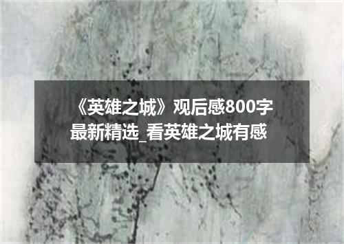 《英雄之城》观后感800字最新精选_看英雄之城有感