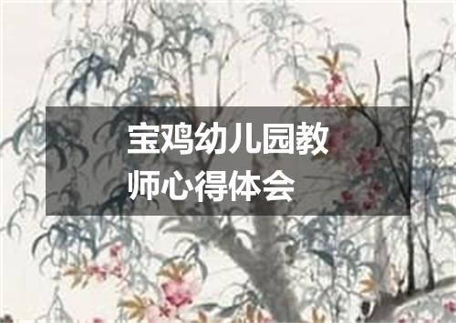 宝鸡幼儿园教师心得体会