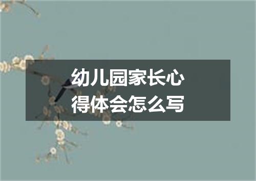 幼儿园家长心得体会怎么写