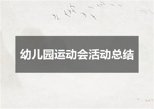 幼儿园运动会活动总结