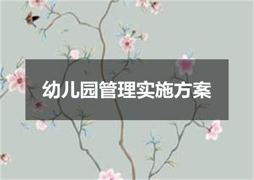 幼儿园管理实施方案
