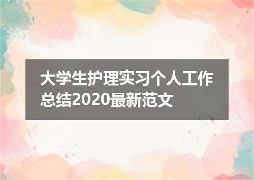 大学生护理实习个人工作总结2020最新范文