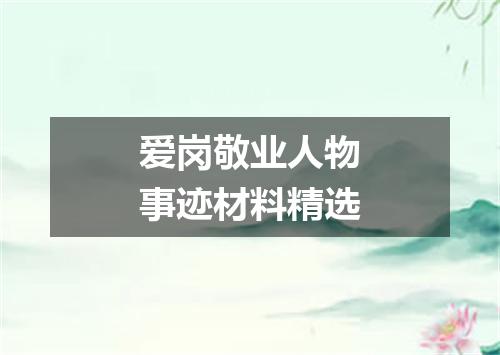 爱岗敬业人物事迹材料精选