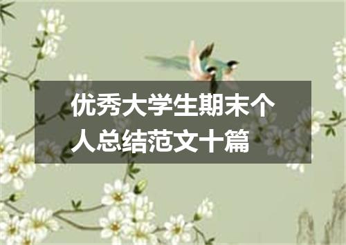 优秀大学生期末个人总结范文十篇
