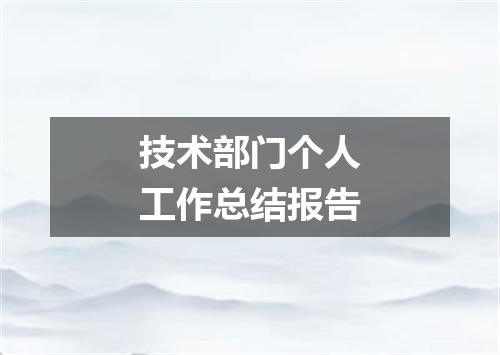技术部门个人工作总结报告