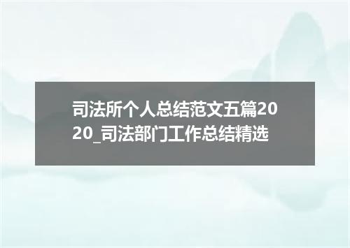 司法所个人总结范文五篇2020_司法部门工作总结精选