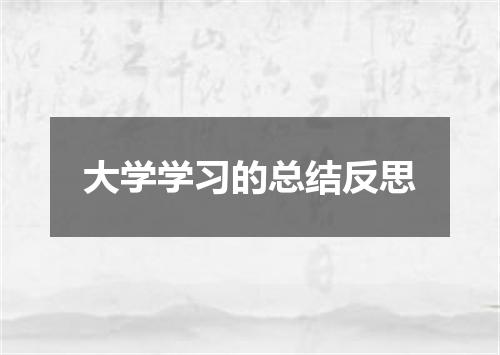 大学学习的总结反思