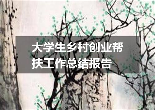 大学生乡村创业帮扶工作总结报告