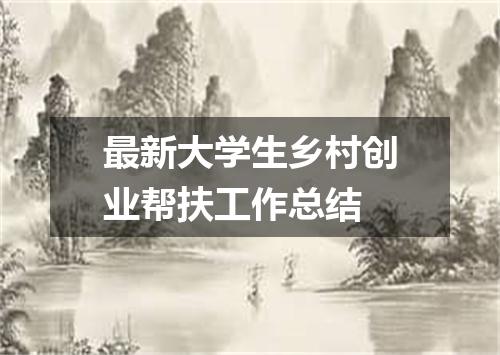 最新大学生乡村创业帮扶工作总结