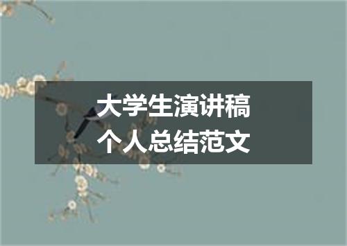 大学生演讲稿个人总结范文
