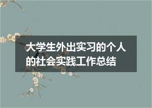 大学生外出实习的个人的社会实践工作总结