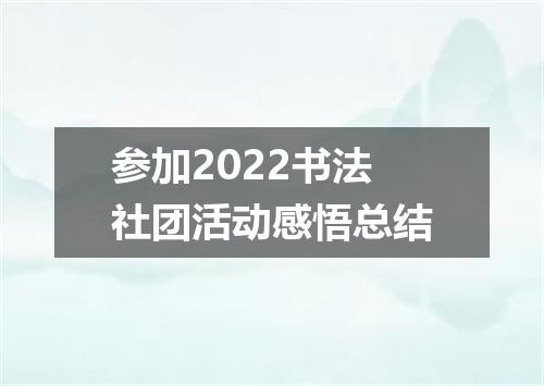 参加2022书法社团活动感悟总结